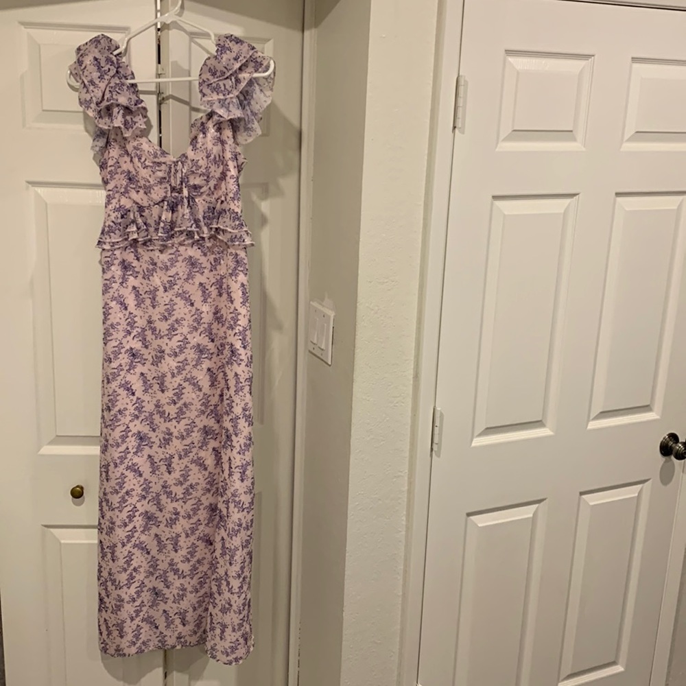 River Island Floral Frill Sleeve Dress